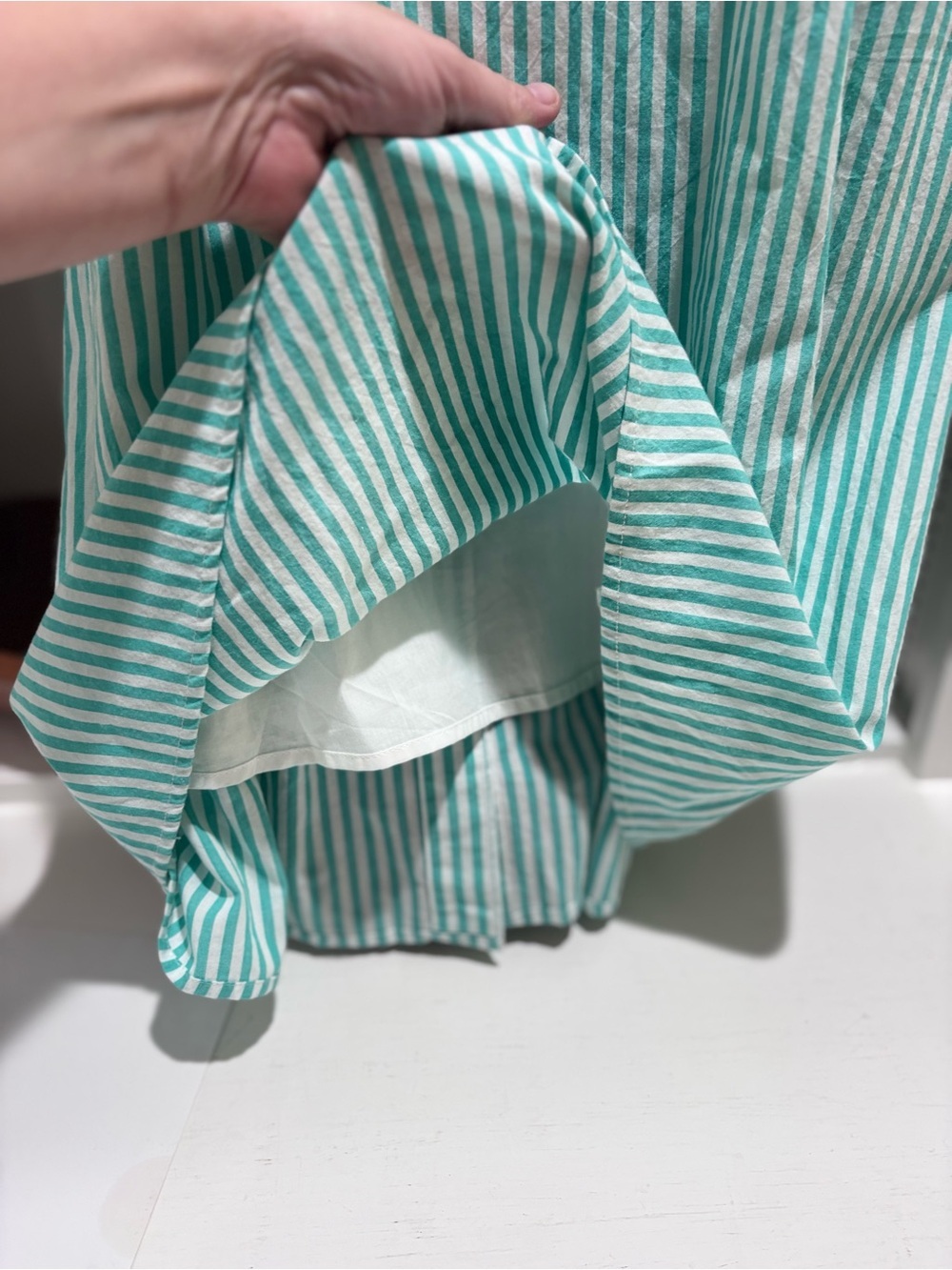 Duffield Lane Green and White Striped Shirt Dress - Picture 7 of 8
